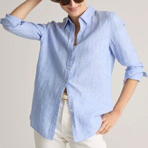 Quince 100% European Linen Long Sleeve Shirt in French Blue Size Small